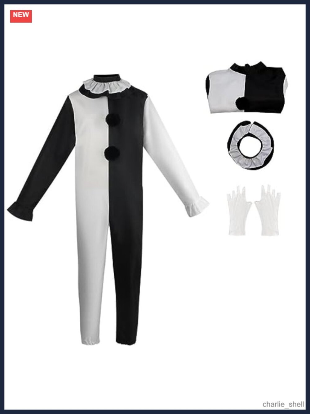 Clown Costume Cosplay Halloween Jumpsuit Full Set Adult Unisex Polyester Blend